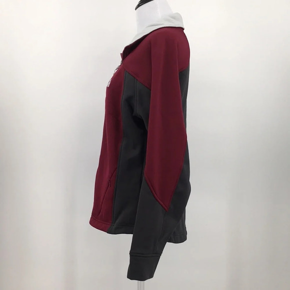 Nike ACG Thermal Layer 2 Red Gray Fleece Jacket Womens Medium Thumbhole Zip‎ Up - Picture 4 of 13